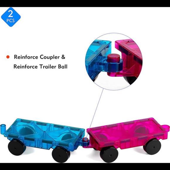 2 Piece Magnetic Tiles Car Set Truck Kit Toy NIB - Picture 6 of 6